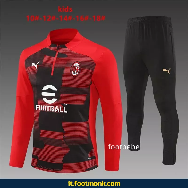 Tuta AC Milan Bambino 2024 2025 mezza zip rossa